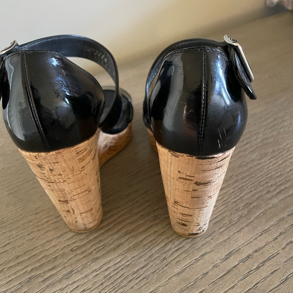 Stuart Weitzman Oneliner Wedge Sandals Patent Lea… - image 2